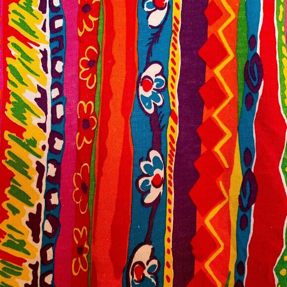 White Stag Y2K Rainbow Striped Short Sleeve 1/2 Button Front Top Medium - Picture 3 of 7